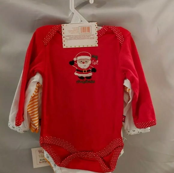 Baby Gear My First Holiday Grow With Me Embroidery Bodysuit Set 3-6 M 6-9 M - Picture 2 of 8